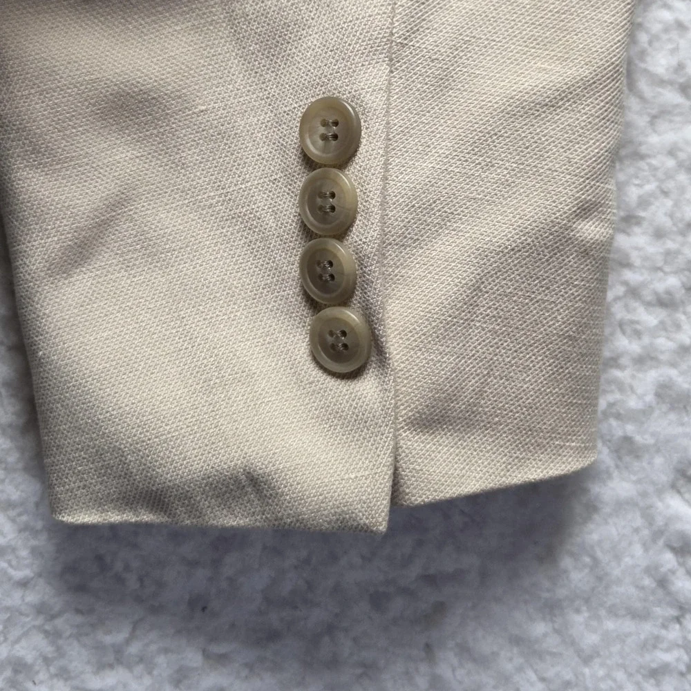 Grant Thomas Blazer Mens 38 Short Beige Silk Linen Summer Sport Coat Jacket